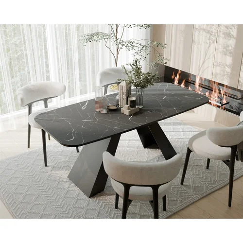 ZENITH išskleidžiamas stalas 160 cm, juoda / pilko akmens image 1