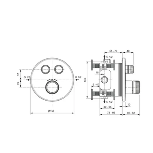 Ideal Standard IDEALRAIN A7296A5 magnetinė pilka potinkinis termostatinis maišytuvas image 3