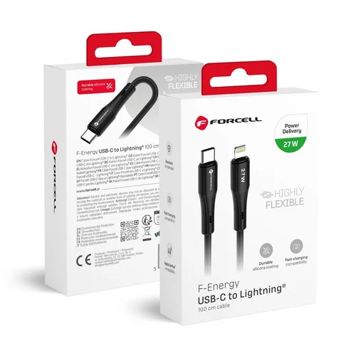 FORCELL F-ENERGY C346 USB-C į Lightning kabelis, 1 m, 27 W, juodas image 1