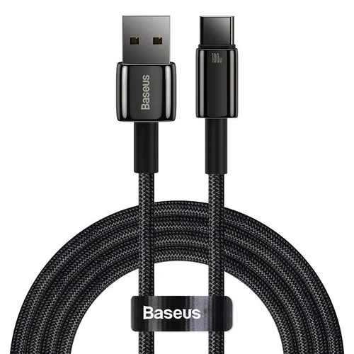 Baseus Tungsten Gold USB-A–USB-C kabelis 2 m, 100 W, juodas image 3