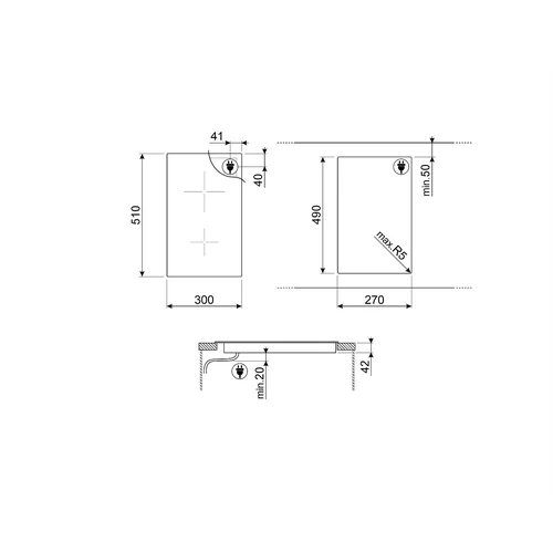 SMEG SE232TD1 įmontuojama elektrinė kaitlentė 30 cm Juoda image 2
