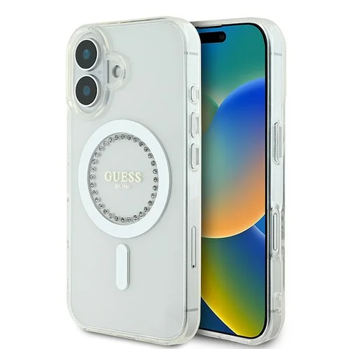 Guess IML Deimantai MagSafe dėklas iPhone 16, baltas image 1