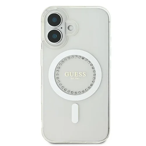 Guess IML Deimantai MagSafe dėklas iPhone 16, baltas image 3