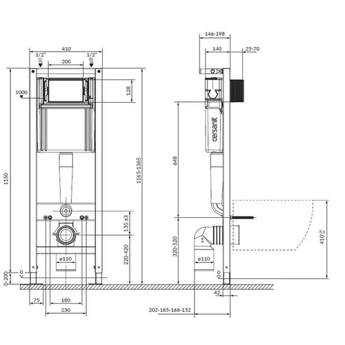 Cersanit Agis C717 komplektas juodas image 2