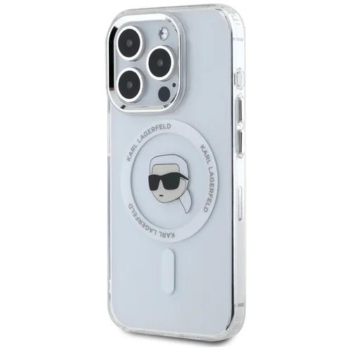Karl Lagerfeld IML Metal Karl Head MagSafe dėklas iPhone 15 Pro, baltas image 2
