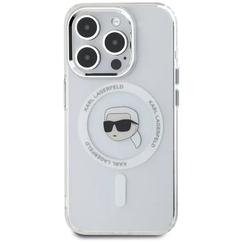 Karl Lagerfeld IML Metal Karl Head MagSafe dėklas iPhone 15 Pro, baltas image 3