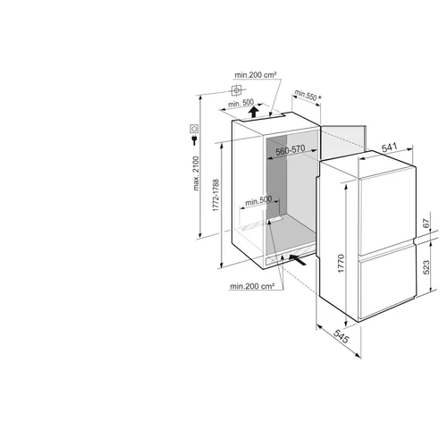 Įmontuojamas šaldytuvas Liebherr ICBSd 5122 - Dviejų durų image 3