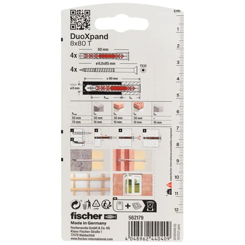 Fischer DuoXpand 8x80 kaištis su varžtu, 4 vnt. image 3