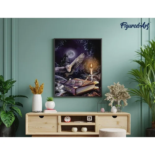 Figured'Art „Pelėda naktyje“ deimantinės mozaikos rinkinys, 40 × 50 cm image 2