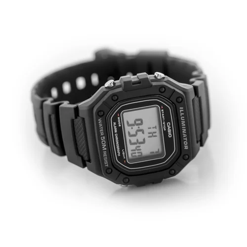 Casio W-218H-1A vyriškas laikrodis, juodas image 2