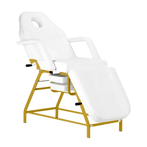 Activeshop Beauty Chair 557G kosmetologinis krėslas, baltai auksinis image 2
