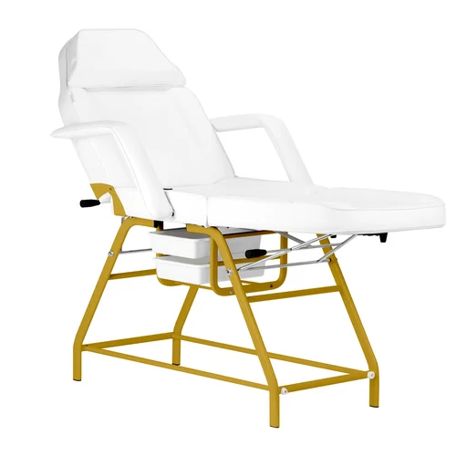Activeshop Beauty Chair 557G kosmetologinis krėslas, baltai auksinis image 3