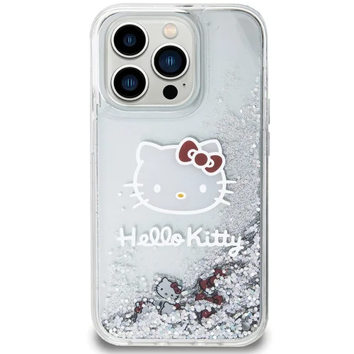 Hello Kitty skysčių blizgučių dėklas iPhone 14 Pro Max, sidabrinis image 3