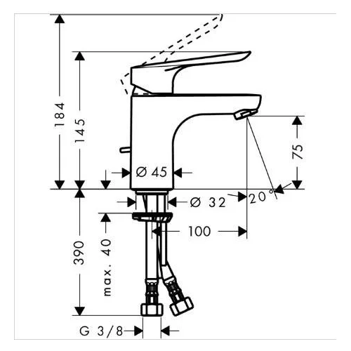 Hansgrohe Logis E 71160000 praustuvo maišytuvas Chromo image 3