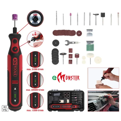 KS Tools eMonster įkraunamas rotacinis šlifuoklis 50 vnt image 2