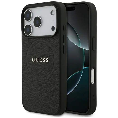 Guess Grained Ring MagSafe dėklas iPhone 17 Pro, juodas image 1