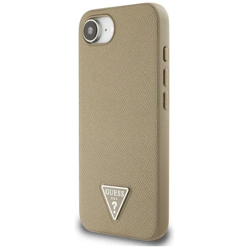 Guess Grained Triangle MagSafe dėklas iPhone 16e, rudas image 2