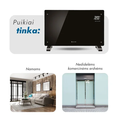 Heatum REVO H2000R konvekcinis šildytuvas 2 kW (Juodas) image 2