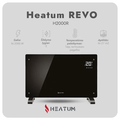Heatum REVO H2000R konvekcinis šildytuvas 2 kW (Juodas) image 3