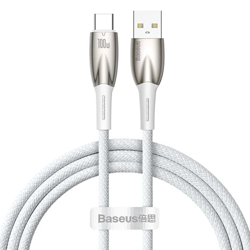 Baseus Glimmer USB-A–USB-C 100 W 1 m baltas įkrovimo laidas image 1