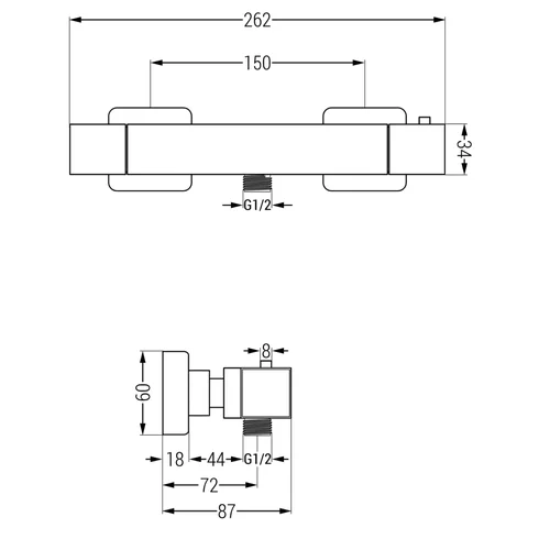 MEXEN Cube 77200262-70 Termostatinė dušo sistema Juoda image 3