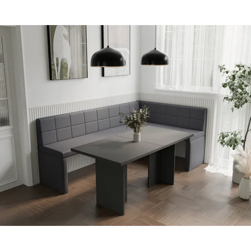 Virtuvinis kampas MELVIN 128 × 168 cm, dešinė, pilka image 1