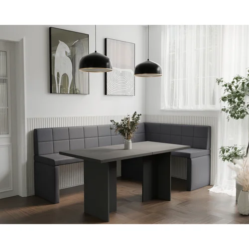 Virtuvinis kampas MELVIN 128 × 168 cm, dešinė, pilka image 2