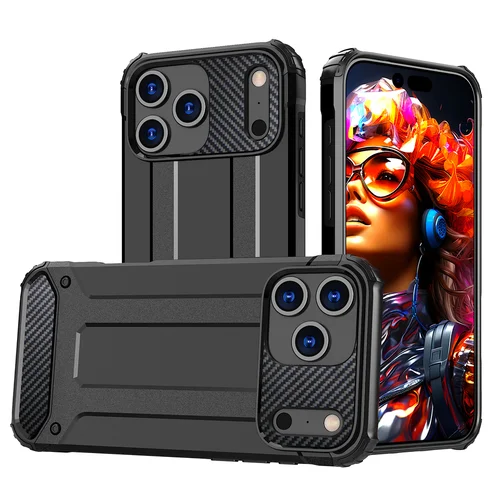 iPhone 17 Pro Max hibridinis dėklas, juodas image 1