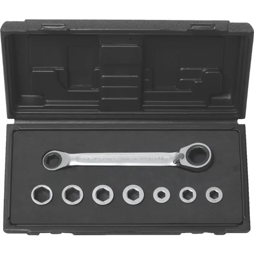 KS Tools GEAR+ žiedinių terkšlinių raktų komplektas 8 vnt (14×19 mm + 7 įdėklai) image 2