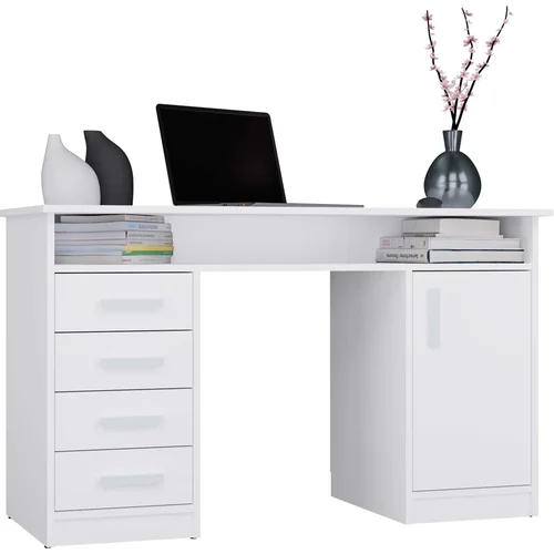 ADA rašomasis stalas 125 cm, baltas, 4 stalčiai image 1