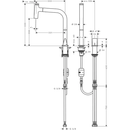 Hansgrohe Metris Select M71 73819000 ištraukiama žarna image 2