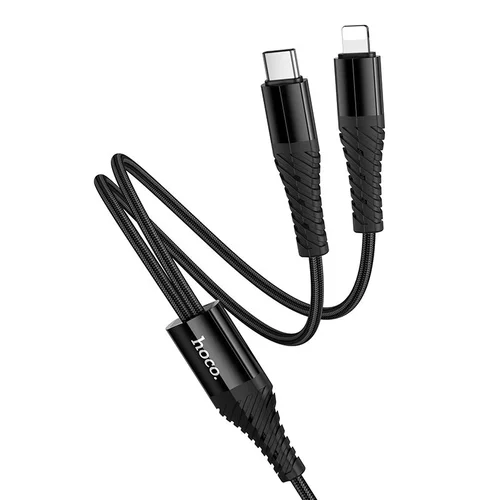 Hoco X123 2 viename USB-C/Lightning kabelis 1 m, juodas image 3