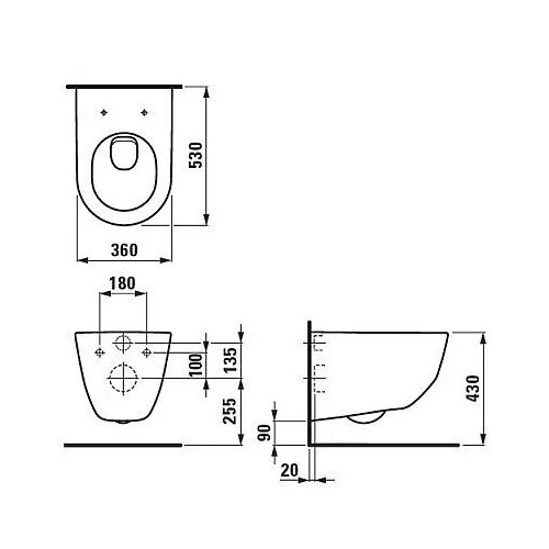 LAUFEN PRO pakabinamas unitazas 360×530 mm Balta image 2