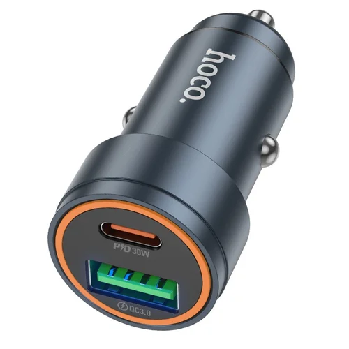 Automobilinis įkroviklis Hoco Z57A 30W USB-C/USB-A pilkas image 2