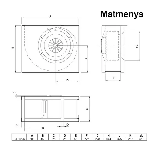 Ventiliatorius Systemair CT 355-6 689x574x278 image 2