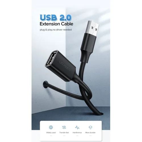 Ugreen USB-A į USB-A Ilgiklis 1.5 m Juodas (10315) image 2