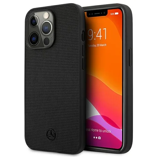 Mercedes-Benz Tinklelis natūralios odos dėklas iPhone 13 Pro / 13, juodas image 1