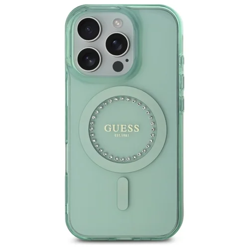 Guess IML Rhinestones MagSafe dėklas iPhone 16 Pro Max, žalias image 3
