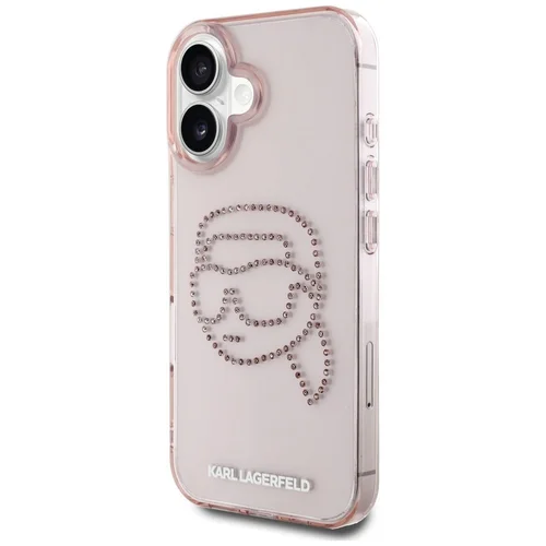 Karl Lagerfeld IML Rhinestones Karl Head dėklas iPhone 16, rožinis image 2