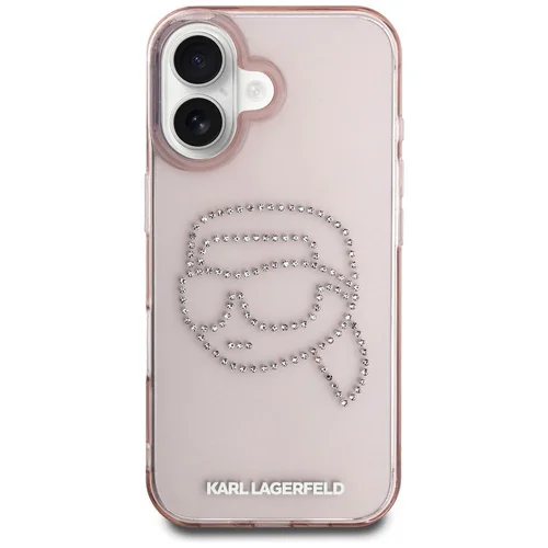 Karl Lagerfeld IML Rhinestones Karl Head dėklas iPhone 16, rožinis image 3