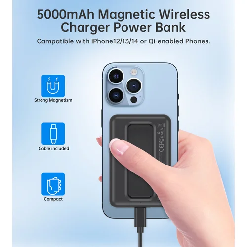 Choetech B662 MagSafe 5000 mAh juodas išorinis akumuliatorius image 3
