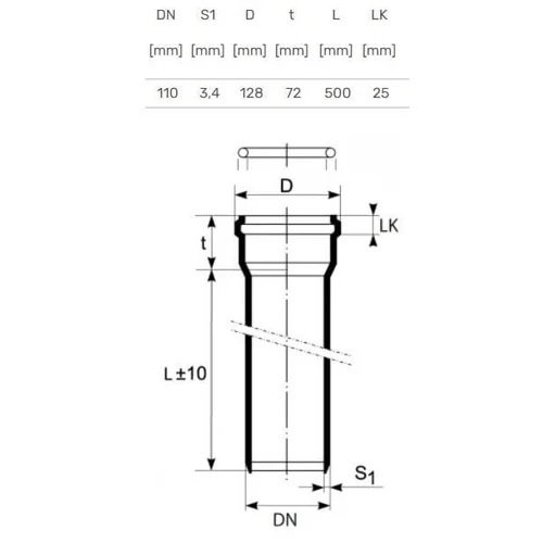 Magnaplast Ultra dB vamzdis Ø110 mm 0,5 m image 3