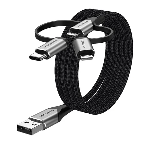 Vention USB 2.0 3-in-1 laidas, 1 m, pilkas image 2