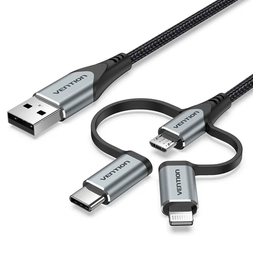 Vention USB 2.0 3-in-1 laidas, 1 m, pilkas image 3