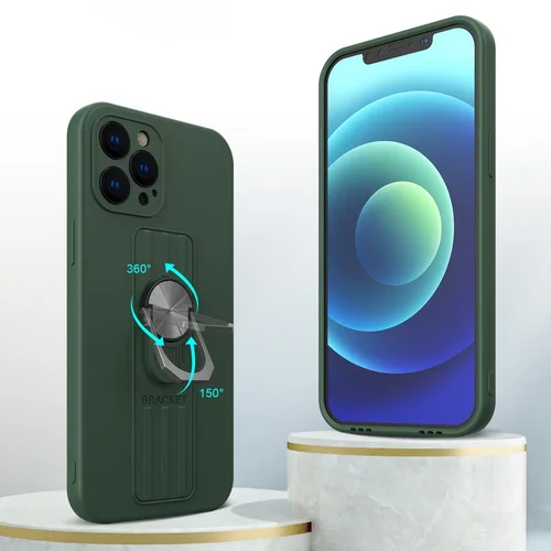 Silikoninis dėklas Samsung Galaxy S21 Ultra 5G su žiediniu laikikliu, raudonas image 2