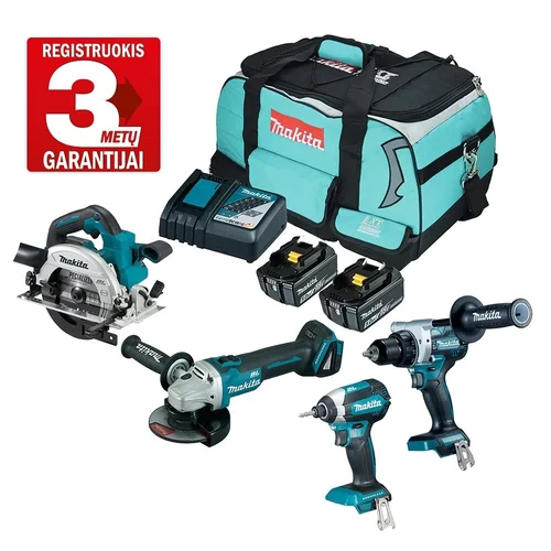 Makita DLX4156TX1 18V 2×5,0Ah Akumuliatorinis rinkinys image 1