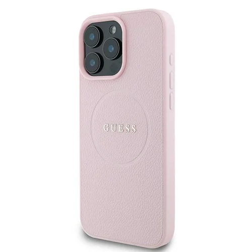 Guess Grained Gold Ring MagSafe dėklas iPhone 15 Pro Max, rožinis image 2