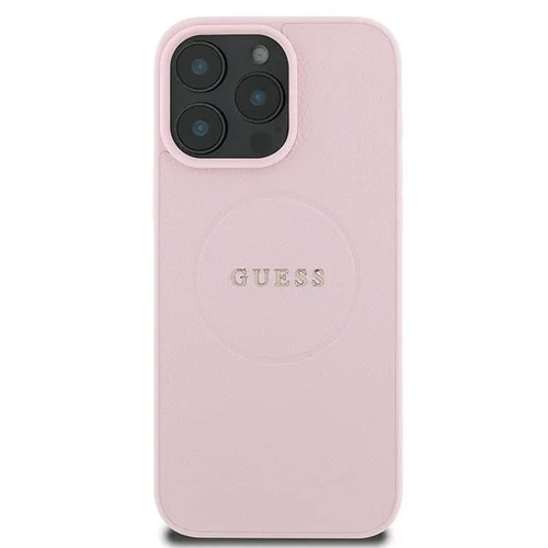Guess Grained Gold Ring MagSafe dėklas iPhone 15 Pro Max, rožinis image 3