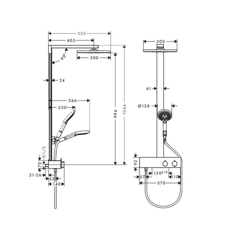 Hansgrohe Raindance E Showerpipe 27362000 30x30 cm Juoda matinė image 2