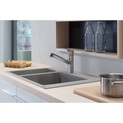 Hansgrohe S51 S510-F635 plautuvė ant stalviršio 750x490 mm Pilka image 3